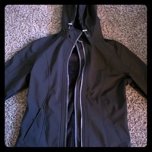 A black rain jacket